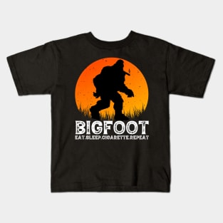 Bigfoot Eat Sleep Cigarette Repeat Kids T-Shirt